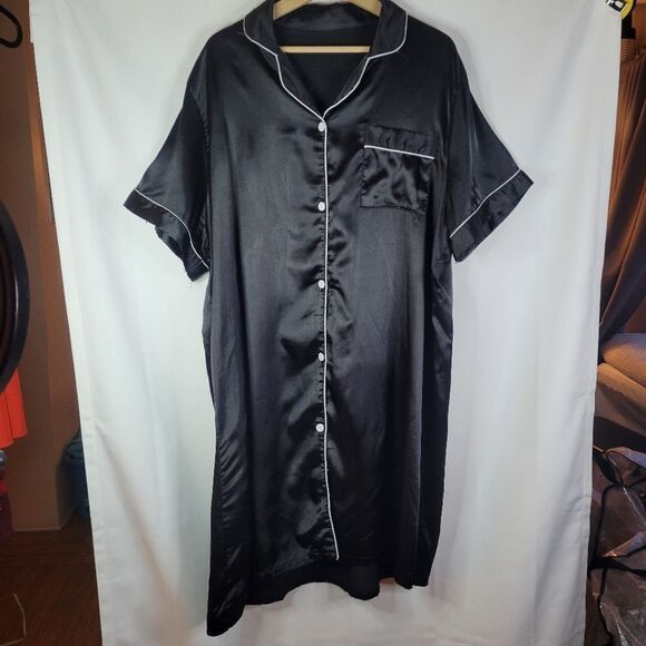 Classic Black Satin Feel Nightshirt - Picture 6 of 13
